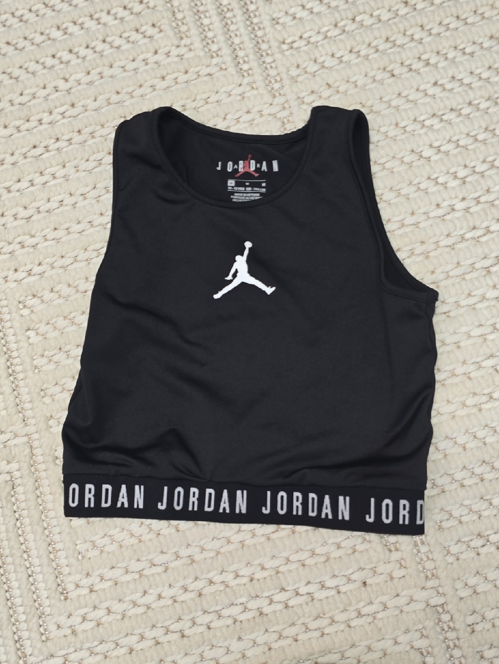 Jordan Black Crop Tank with White Jumpman Logo